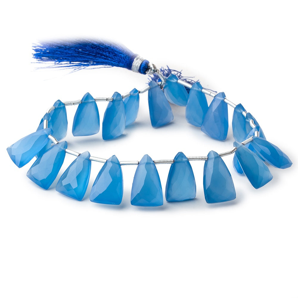 15x9mm Santorini Blue Chalcedony top drilled faceted points 8 inch 22 beads