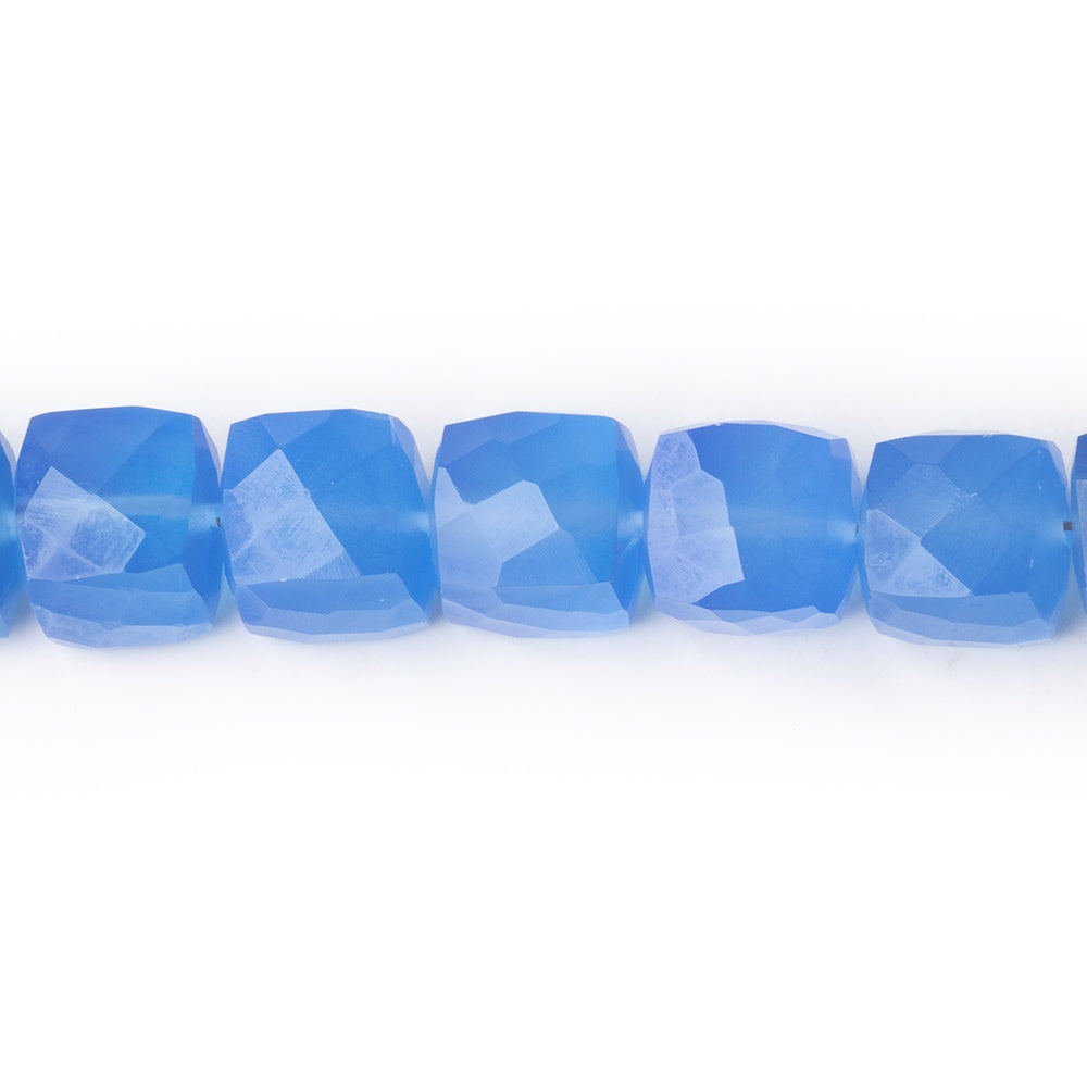 8x8mm Santorini Blue Chalcedony Faceted Cube 8 inch 25 Beads