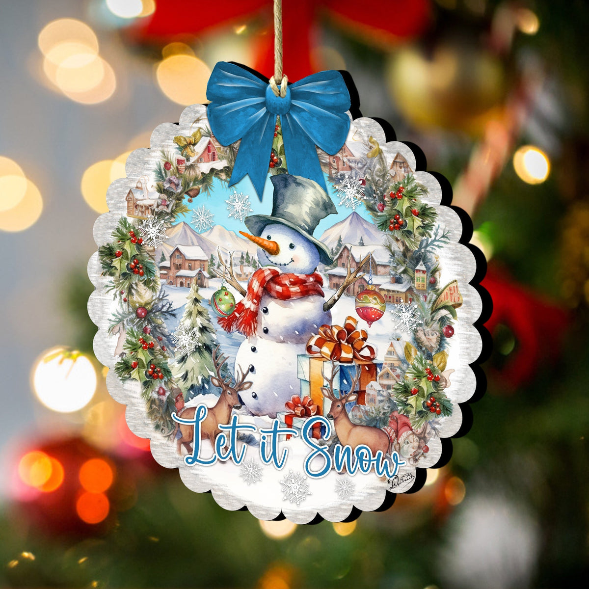 Let it Snow Wooden Ornaments by G. Debrekht Christmas Santa Snowman Decor - 933122