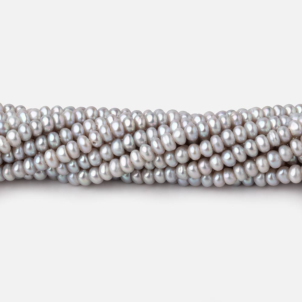 3.5mm Silver Center Drill Button Freshwater Pearls 15.5 inch 175 Beads
