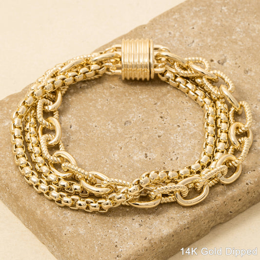 Anarchy Street Assorted Chains Magnetic Lock Gold Plated Bracelet