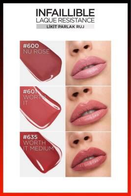 L'Oreal Paris Infallible Laque Resistance: High-Shine, Long-Lasting 635 Worth It Liquid Lipstick for Bold, Glossy Color