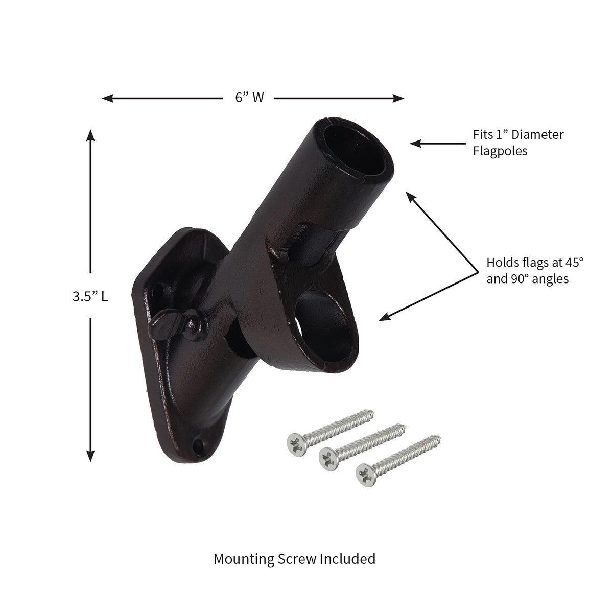 2-Position Cast Iron House Flag Bracket, Black