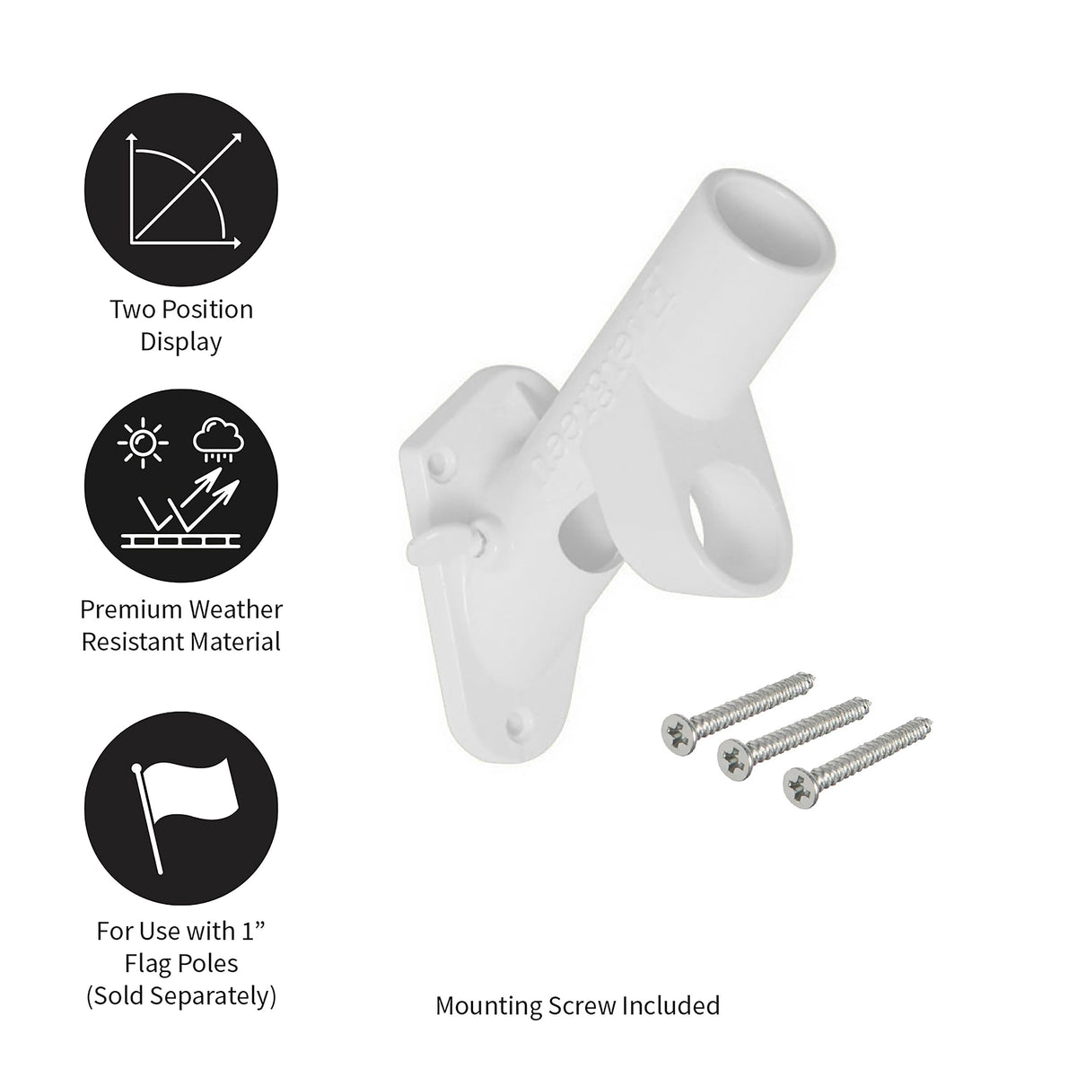 2-Position Cast Iron House Flag Bracket, White