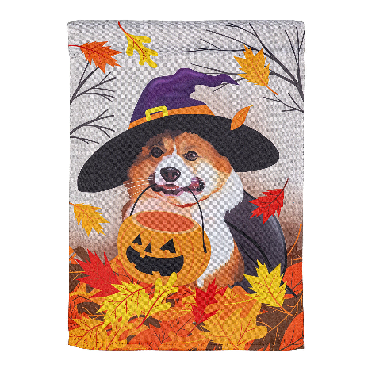 Corgi Fall Suede Garden Flag