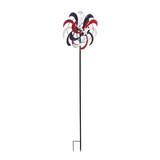 48"H Wind Spinner Garden Stake, Americana