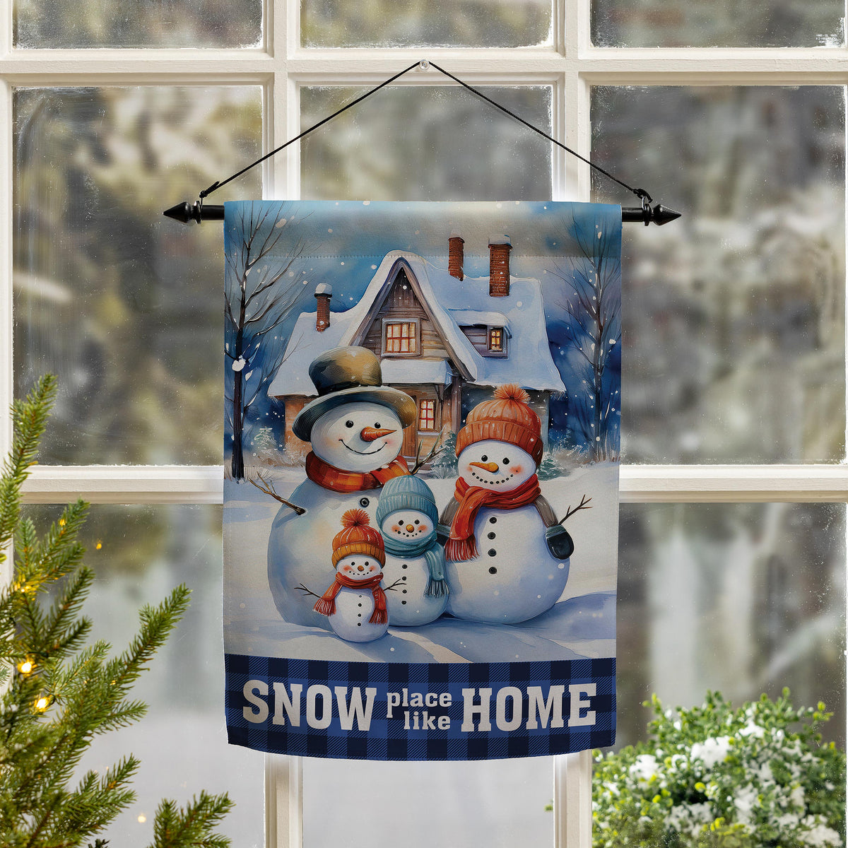 Snow Place Like Home Suede Garden Flag
