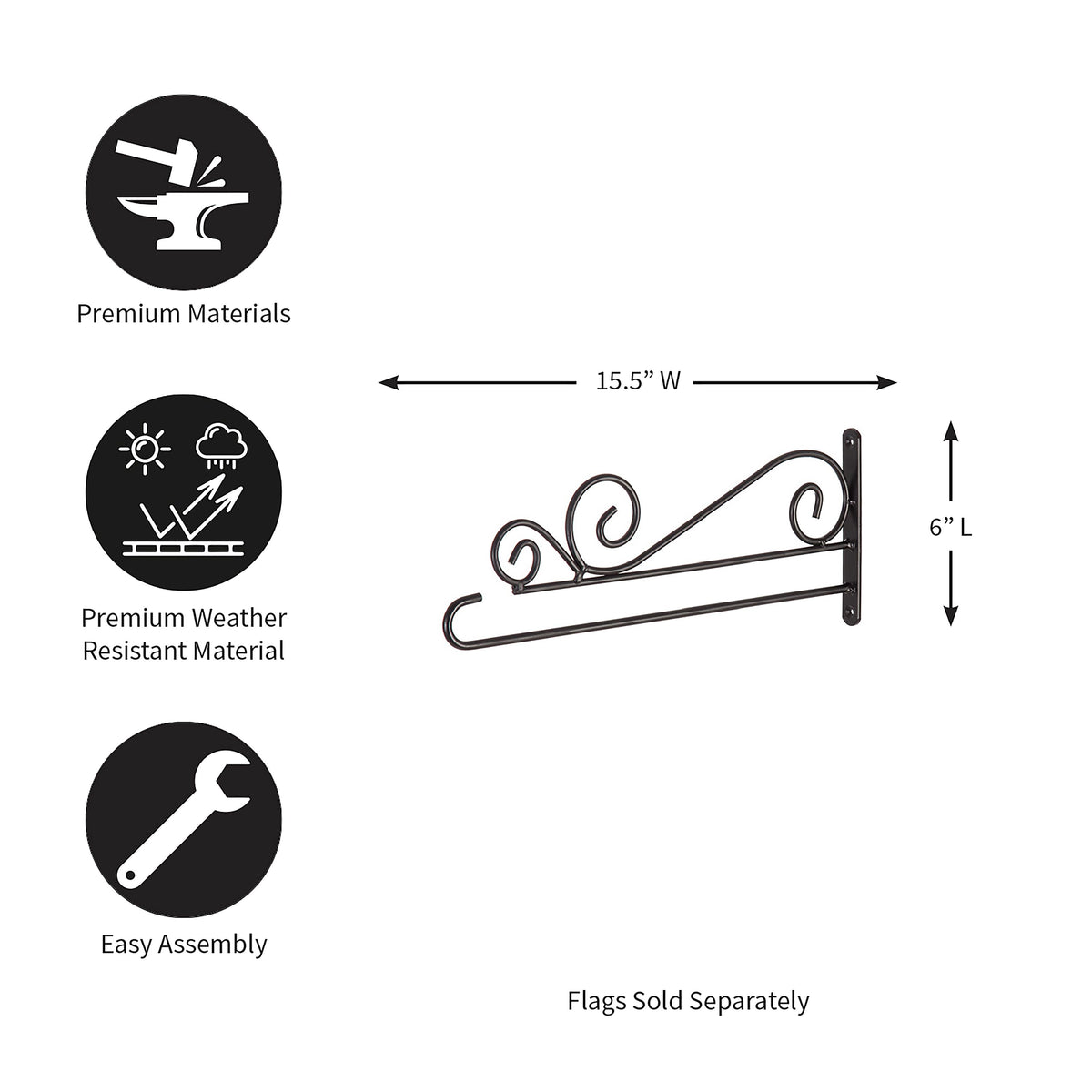 Swirl Wall-Mount Garden Flag Hanger