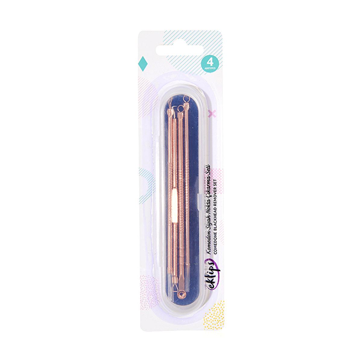 Eklips Blackhead Removal Set - 4 Double-Sided Comedone Extractor Tools for Acne Removal and Facial Cleansing