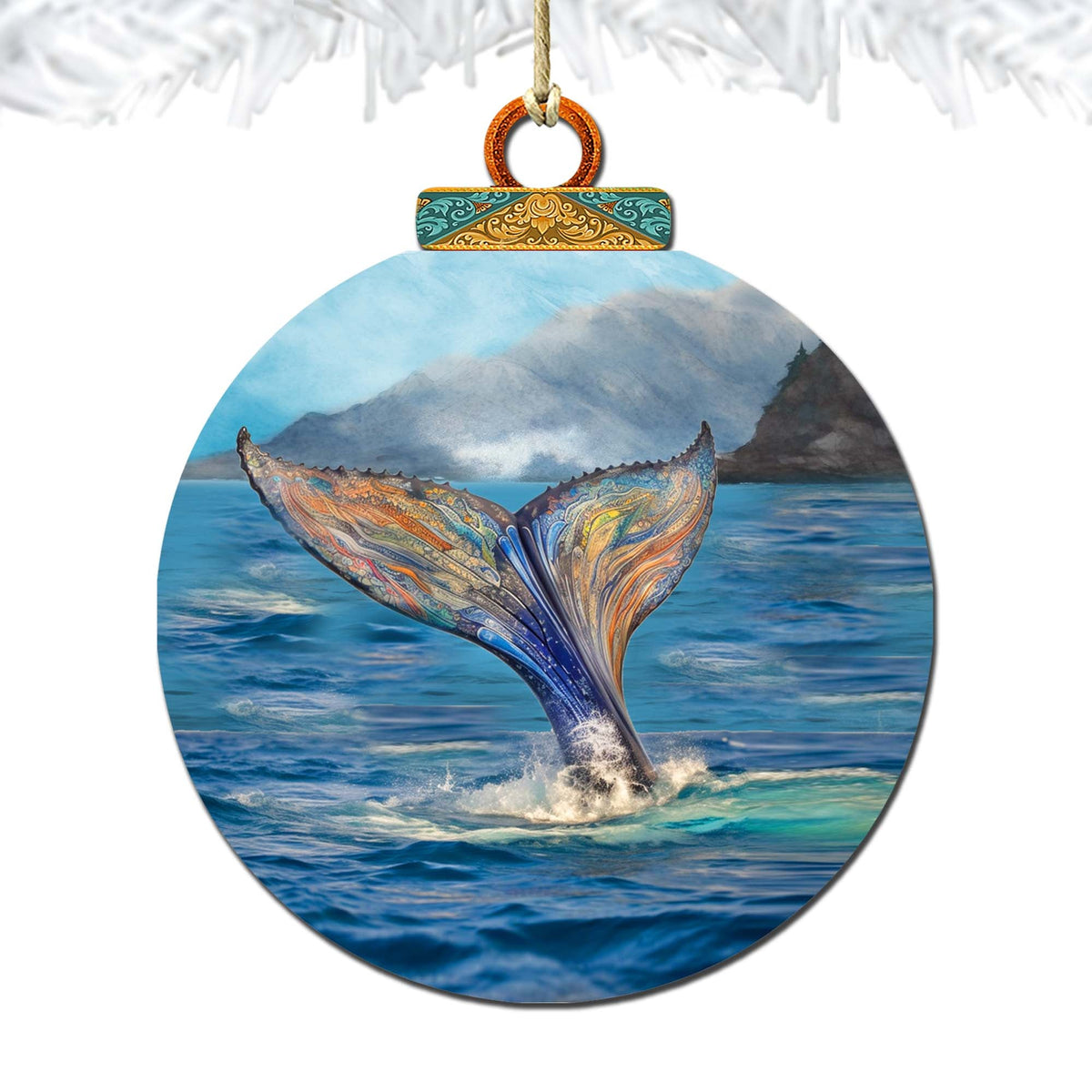Iridescent Humpback's Tail Wooden Ornaments by G.Debrekht - Wildlife Holiday Decor - 870043