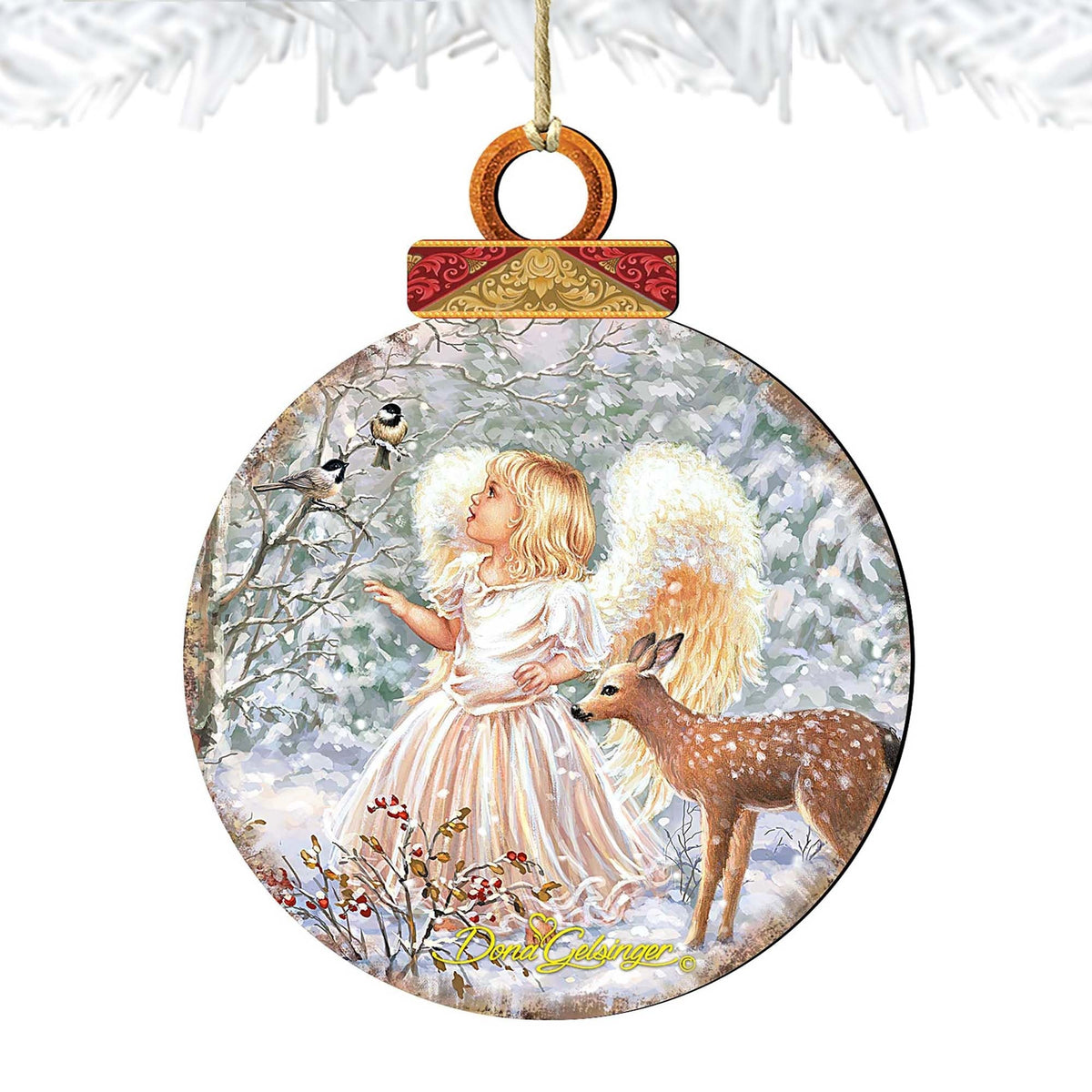 Woodland Angel Deer Wooden Ornaments by Gelsinger - Nativity Holiday Decor - 8021122-1703
