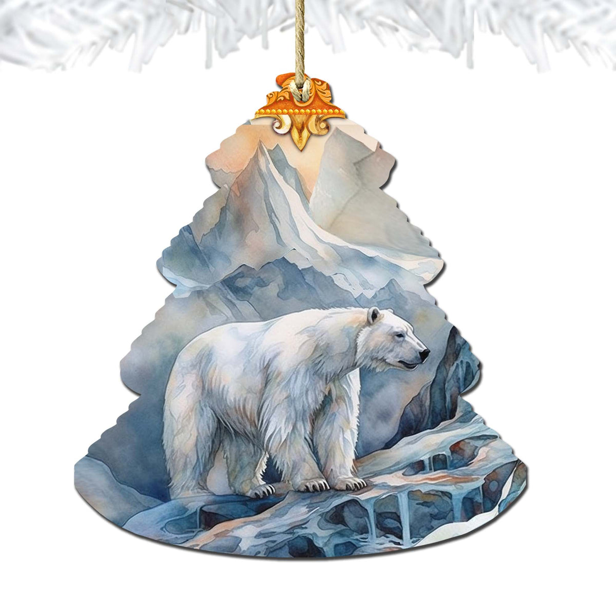 Frost Crest Polar Bear Tree Wooden Ornaments by G.Debrekht - Wildlife Holiday Decor - 870002