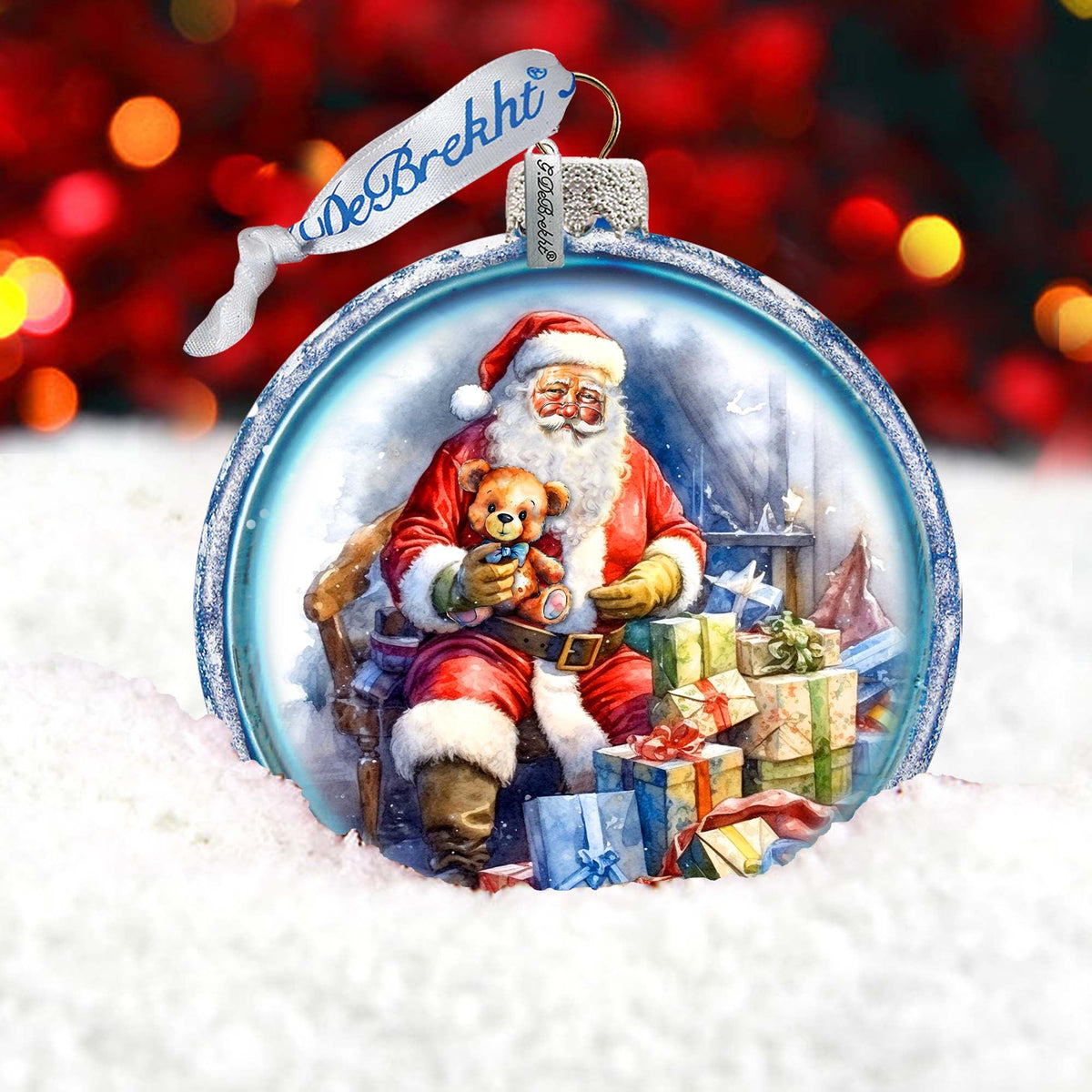 Santa Ball Glass Ornament by G. Debrekht - Christmas Santa Snowman Décor - 73563C
