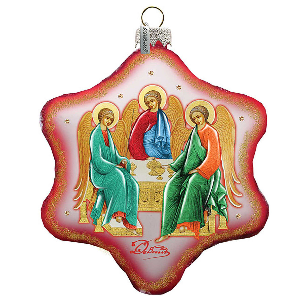 Trinity Snowflake Glass Ornament by G. DeBrekht - Nativity Holiday Decor - 754-031