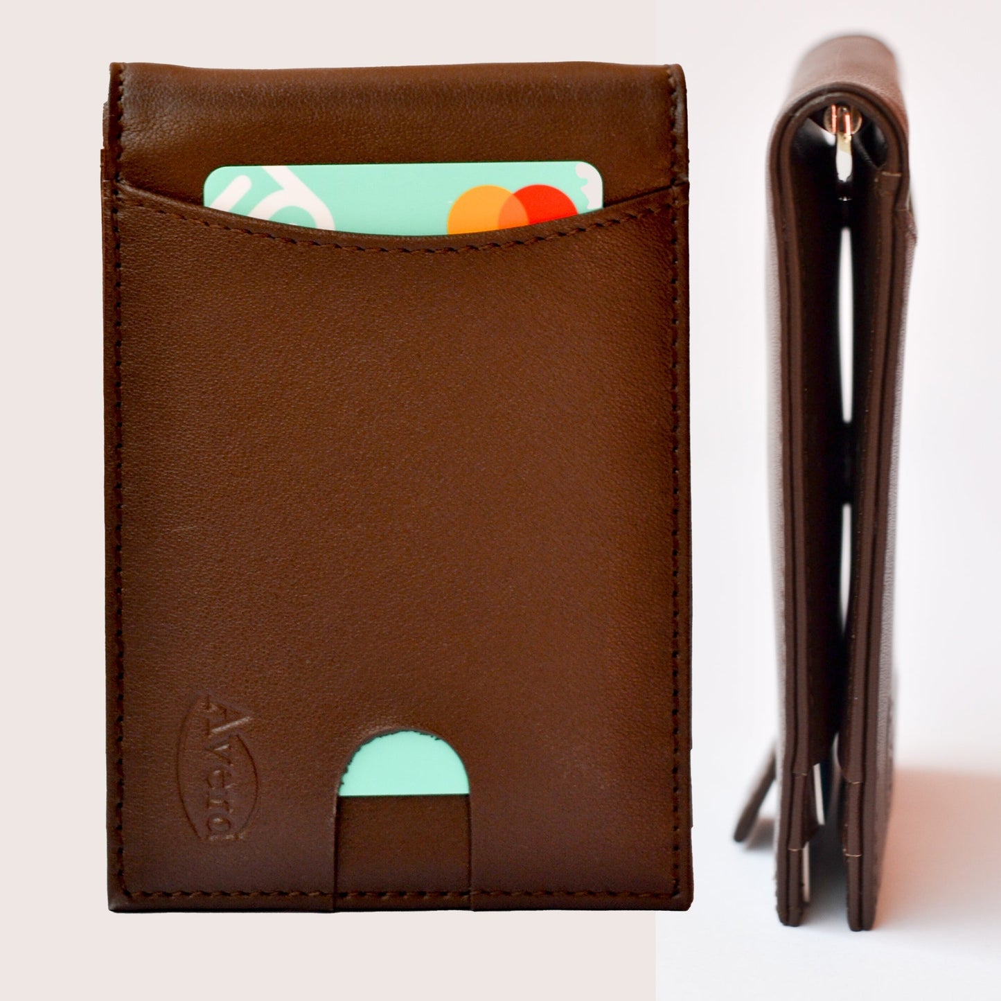 Avera Group Slim Genuine Leather Rfid Blocking Bifold Wallet With Money Clip