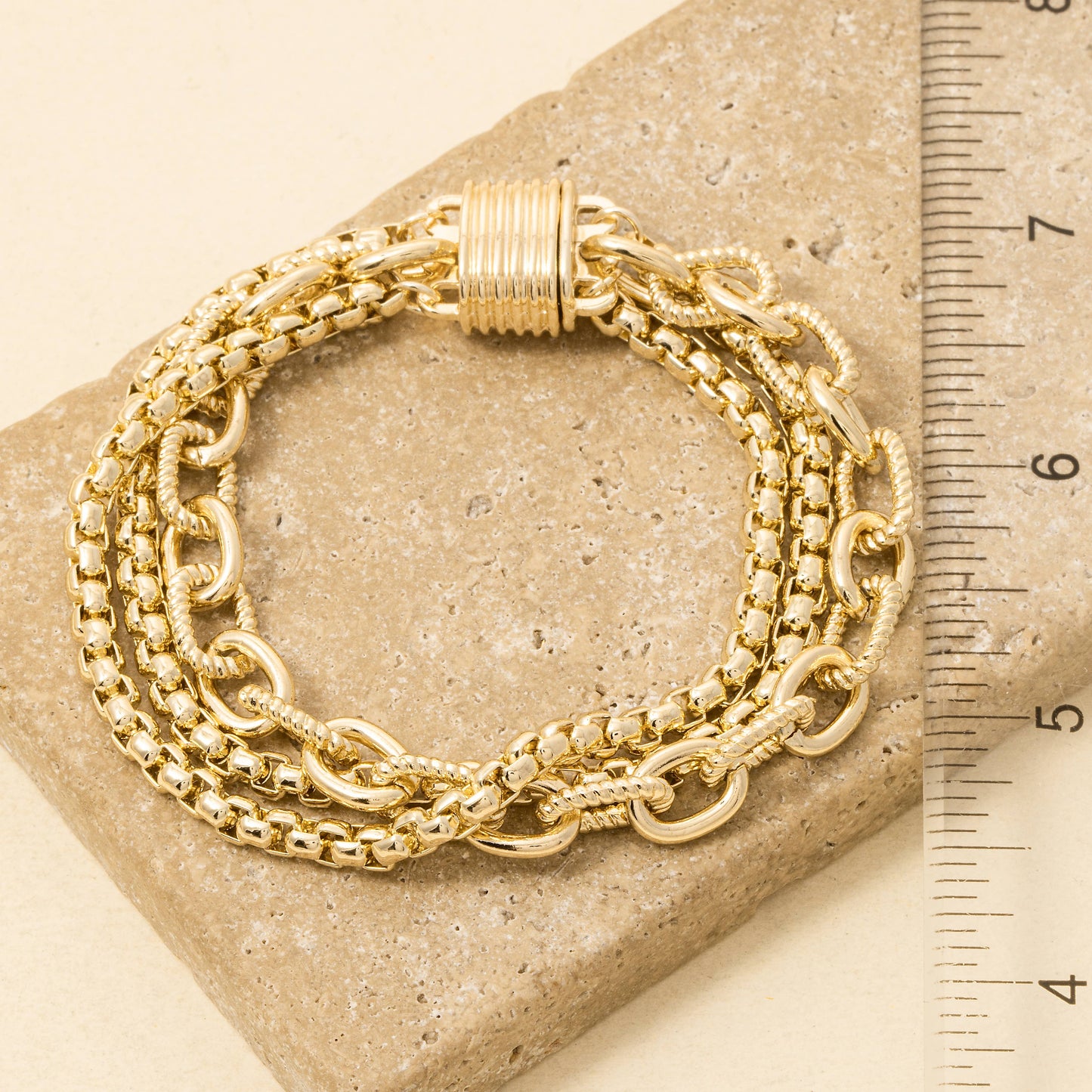 Bracelet plaqué or Anarchy Street à chaînes assorties et fermoir magnétique