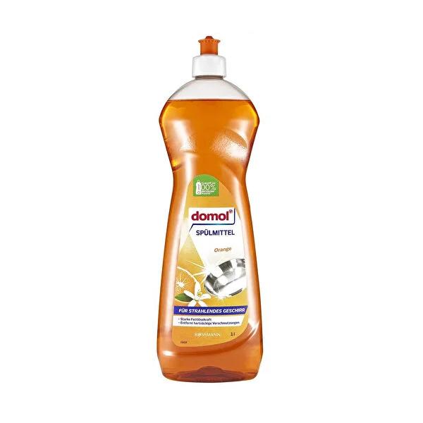 Domol Orange Scented Dishwashing Detergent - 1000ml, Effective Grease Cutting & Gentle on Skin
