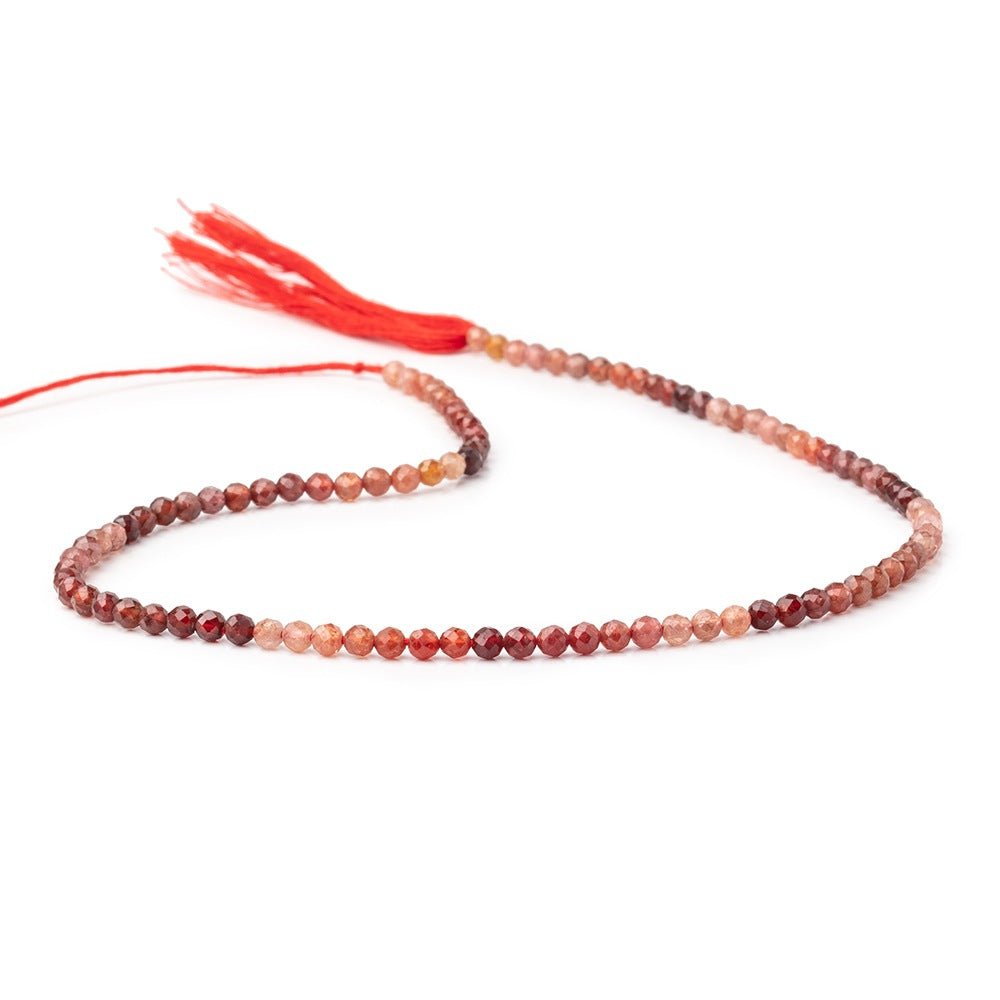 3mm Shaded Dark Orange Spinel Micro Faceted Round Beads 12.5 inch 96 pieces AA