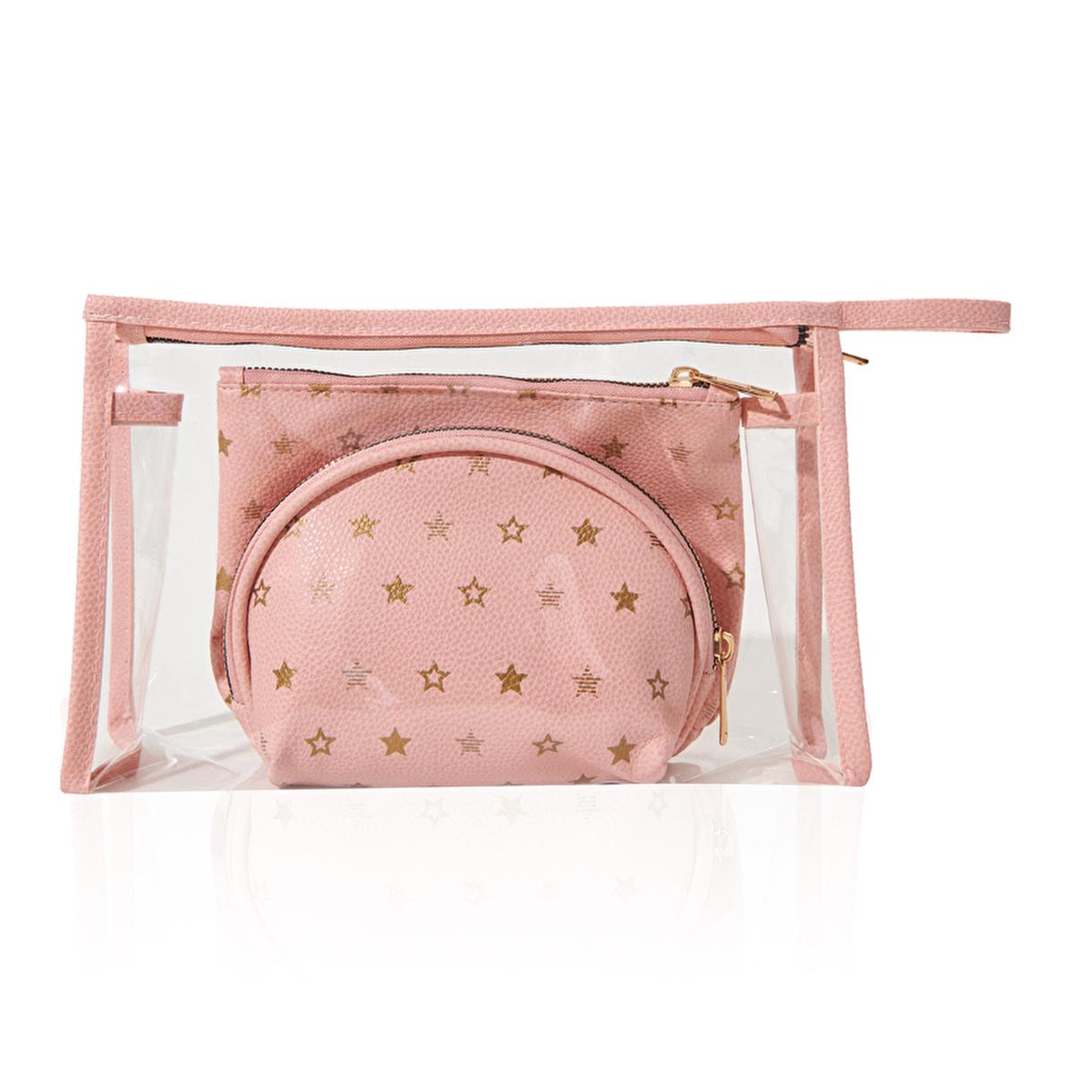 Eklips 3-Piece Handbag Set - PVC Clear Outer Bag with Faux Leather Inner Bags