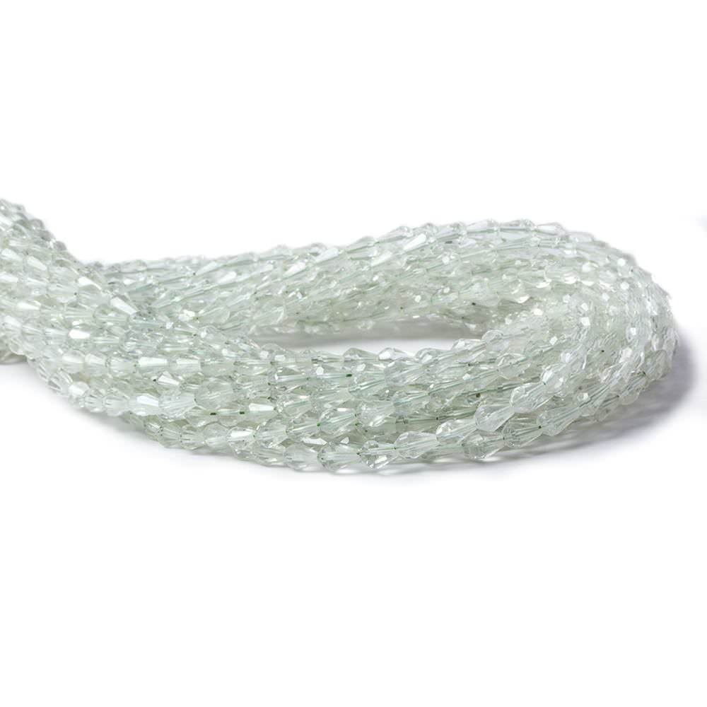 5x3mm Prasiolite Straight Drilled Faceted Tear Drops 14.5 inch 90 Beads