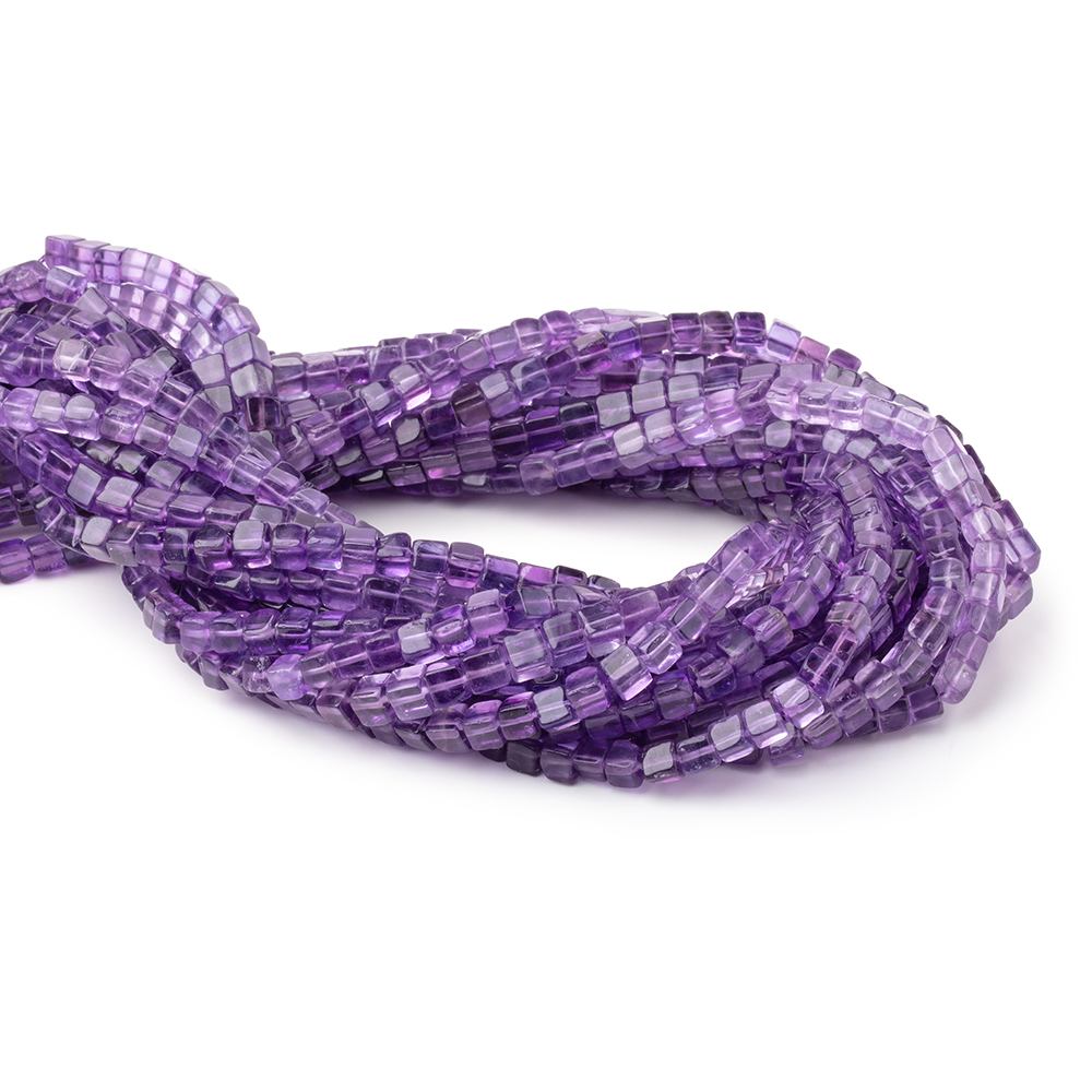 4-4.5mm Amethyst Plain Cube Beads 14 inch 78 pieces