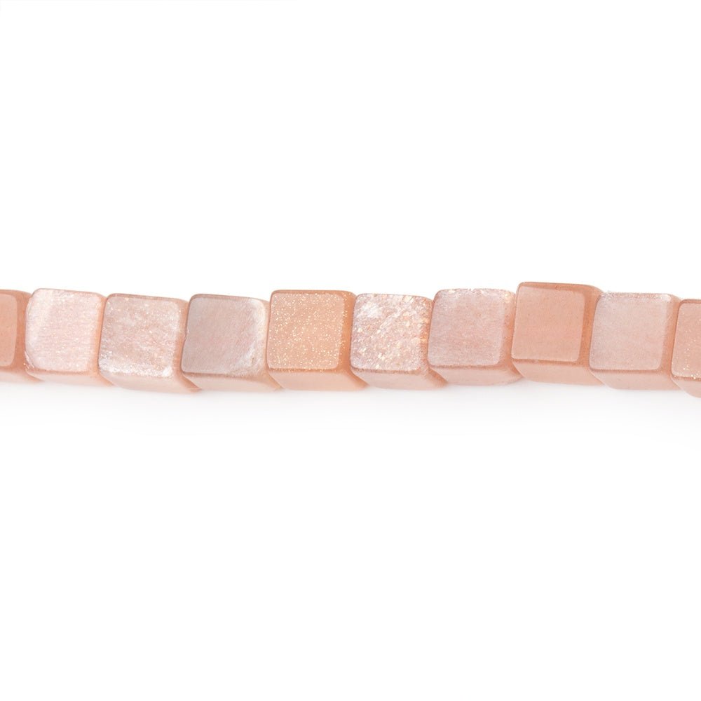 4-4.5mm Peach Moonstone Plain Cube Beads 14 inch 81 pieces