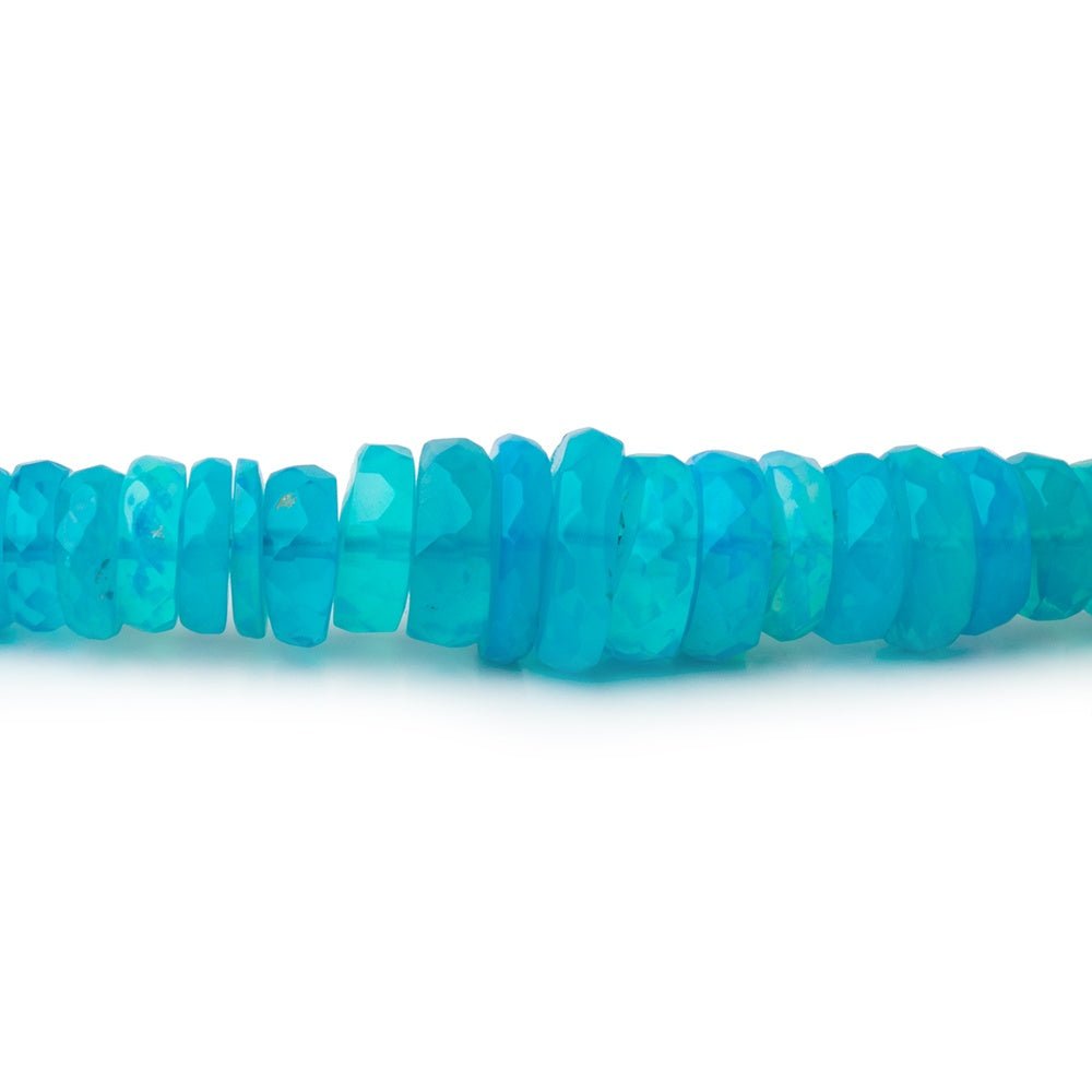 4-7mm Neon Blue Ethiopian Opal Faceted Heishi 14 inch 200 Beads AA