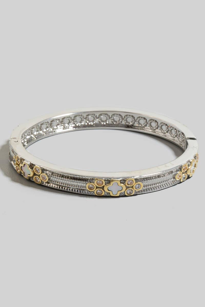 Le bracelet jonc articulé The Looks by Fame en plaqué or bicolore et ornementé
