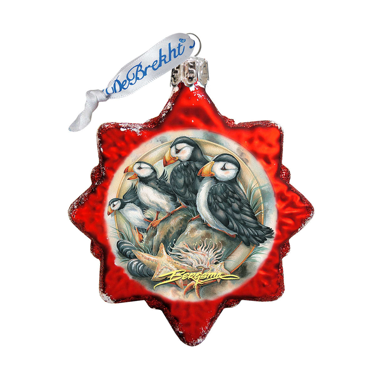 Send in the Clowns Puffins Mercury Glass Ornament by J. Bergsma - Wildlife Holiday Decor - 7783848-JB
