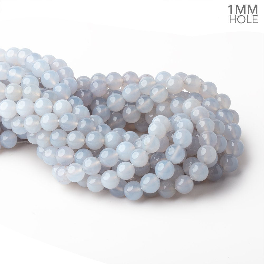 9mm Turkish Blue Chalcedony Plain Round Beads 15.5 inch 42 pieces