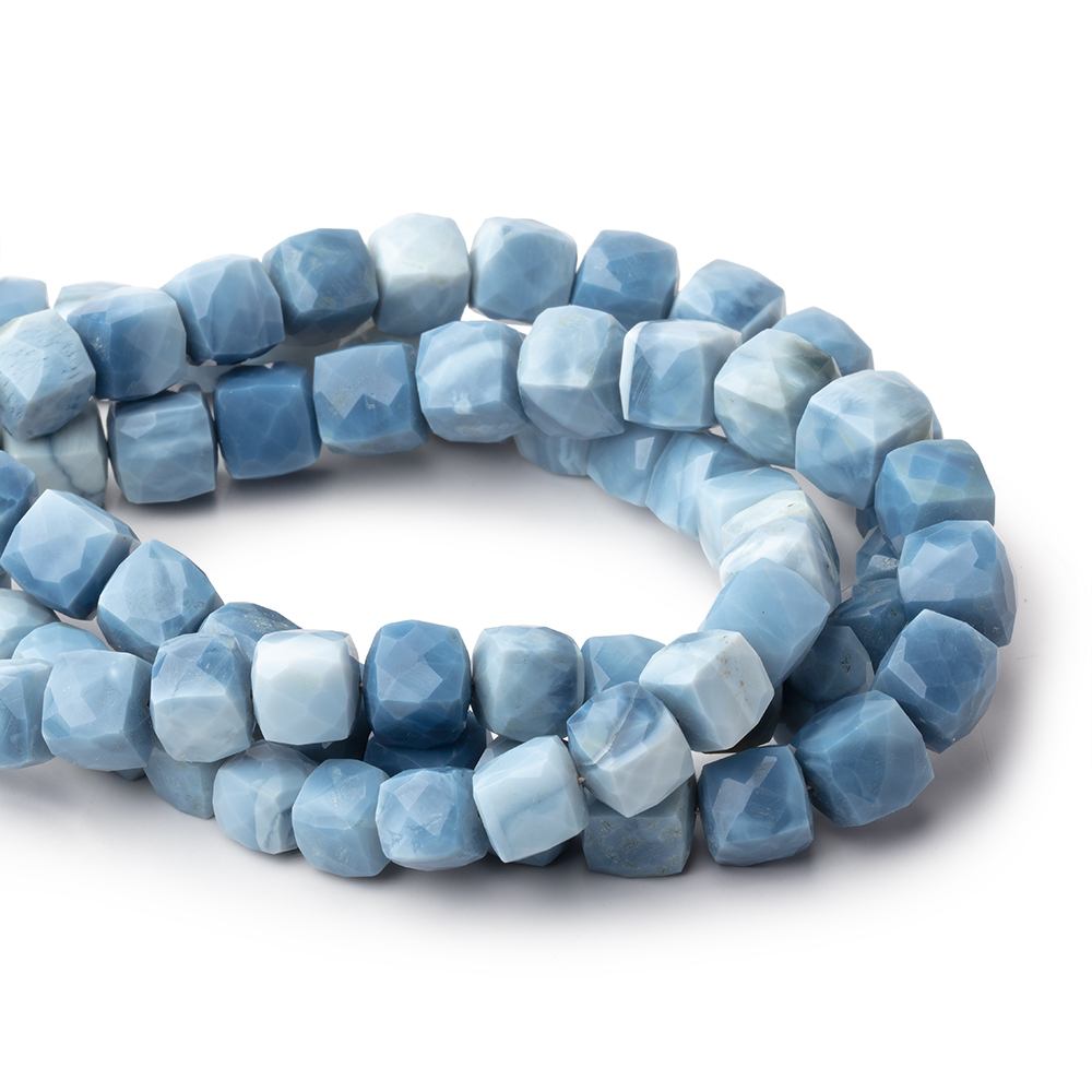 8-8.5mm Owyhee Denim Blue Opal Faceted Cube 7.75 inch 22 Beads