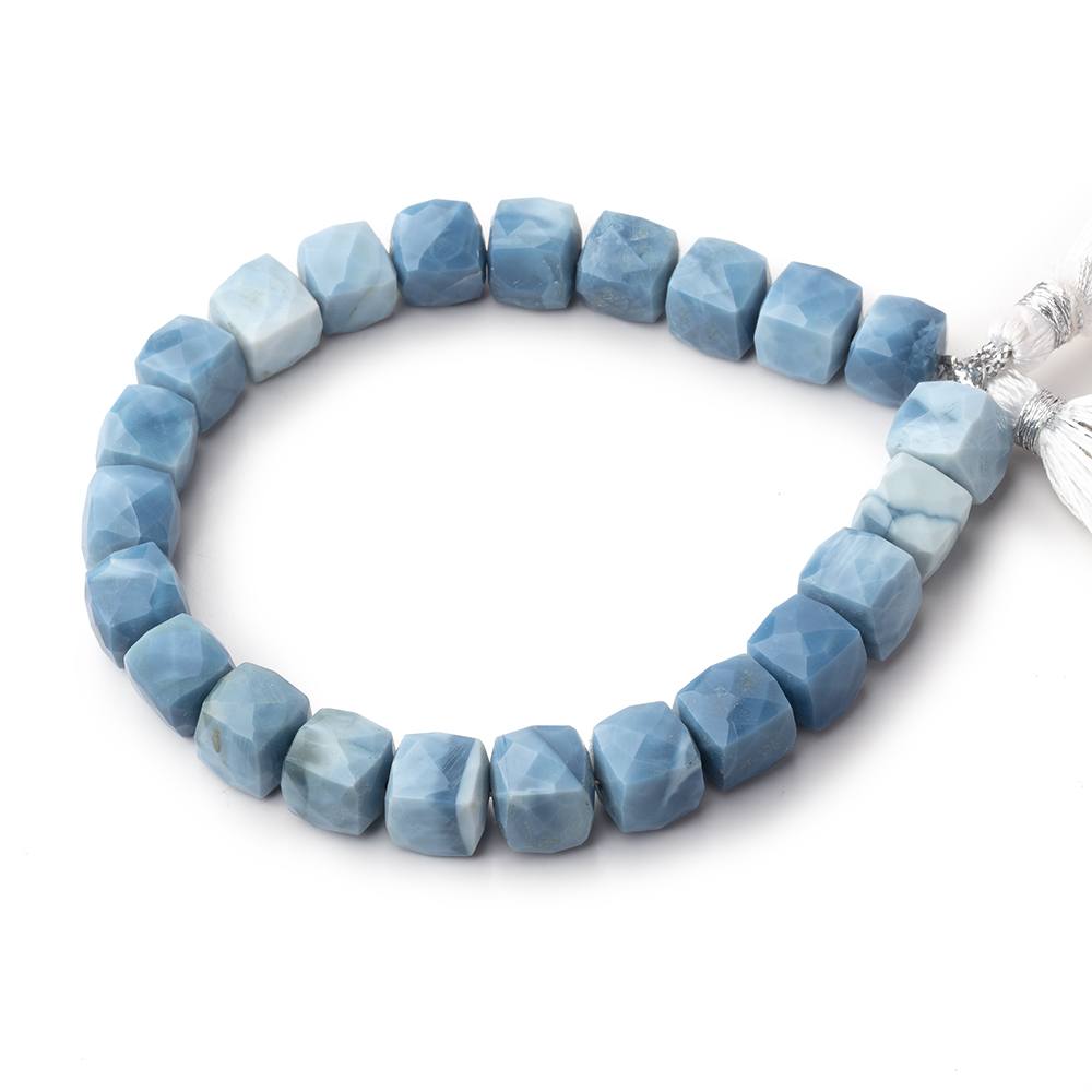 8-8.5mm Owyhee Denim Blue Opal Faceted Cube 7.75 inch 22 Beads