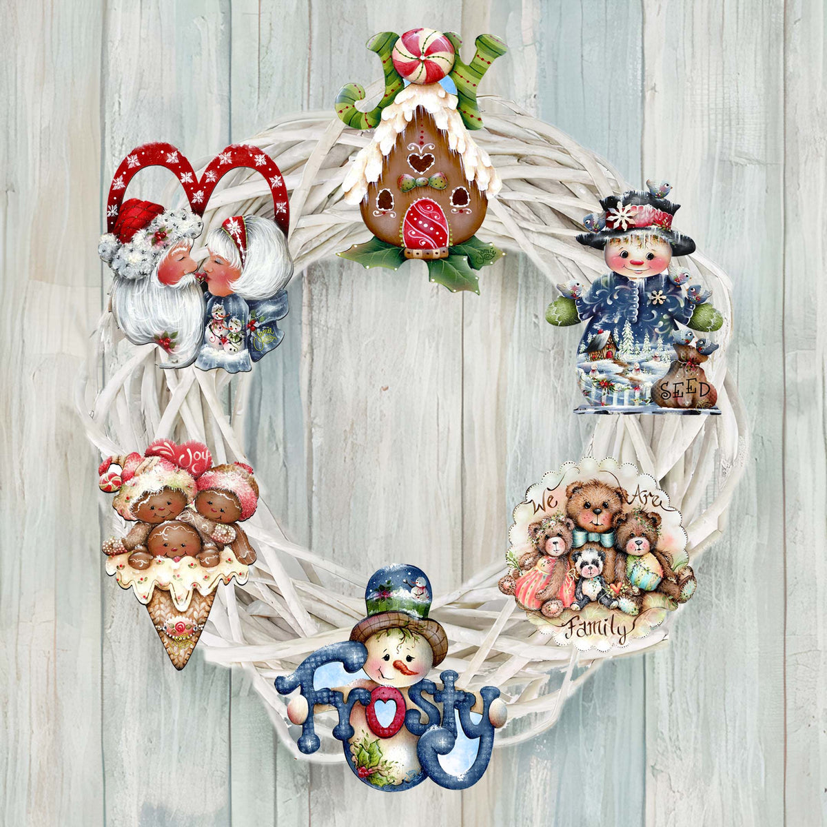Merry Christmas  Clip-On Eco Wood Decorative Ornaments Set of 6 by Jamie Mills-Price - Christmas Decor - 8090136C-S6