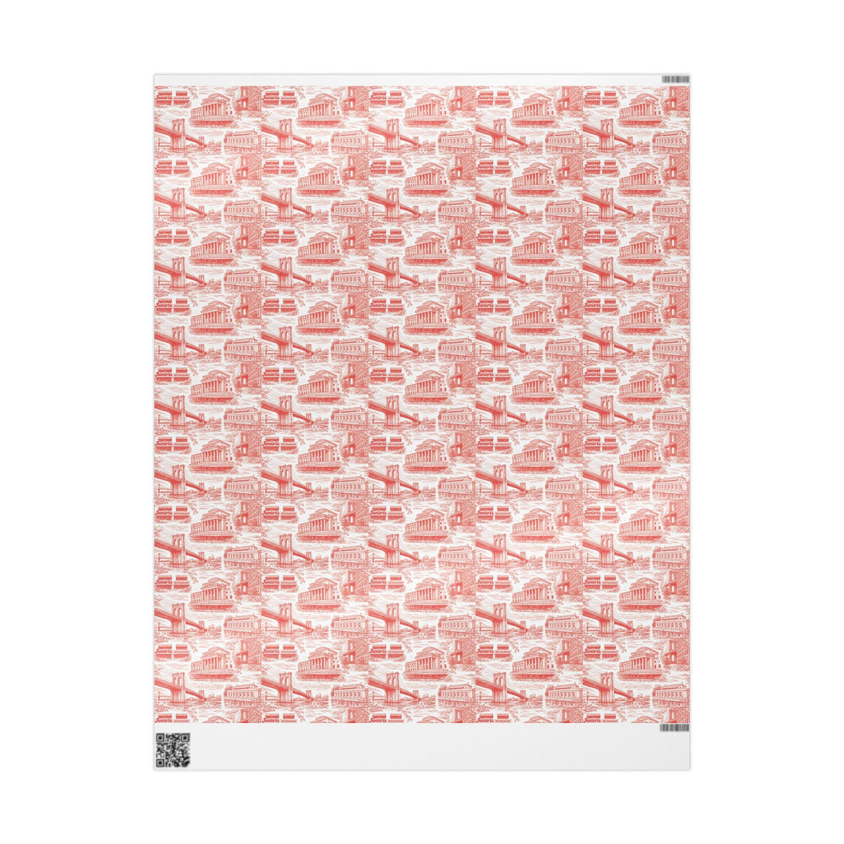 Brooklyn NYC Red Toile Gift Wrapping Papers   Chinoiserie New York City Gift Wrap Brooklyn Bridge Prospect Park Junior's DUMBO Museum