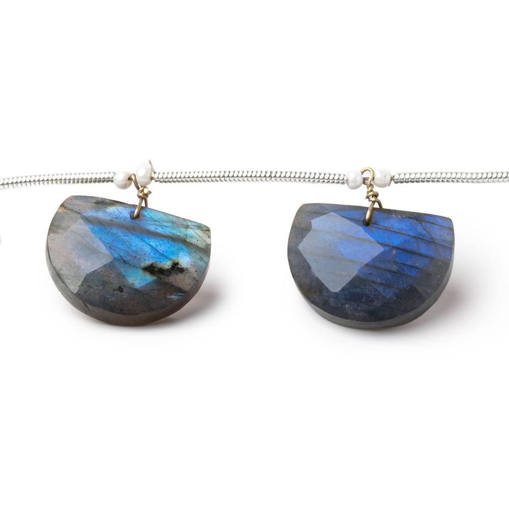 15x11-16x12mm Labradorite Faceted Half Moon Beads 6 inch 7 pieces