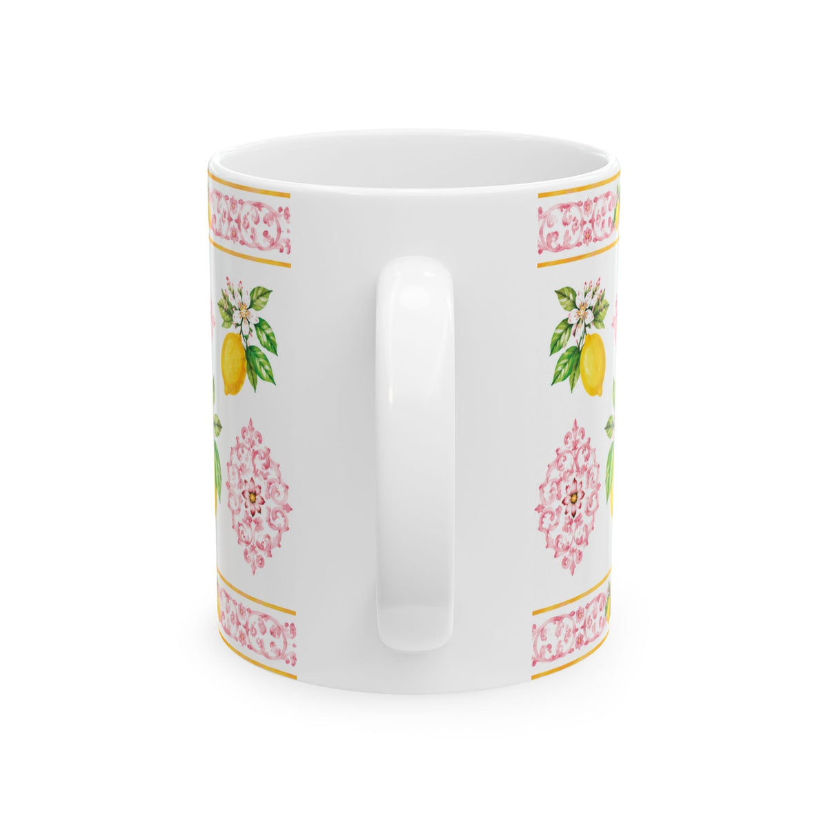 Little Italy Amalfi Pink with Lemon 3 Mug — Italian Mediterranean Pattern Coffee Cup (11oz)