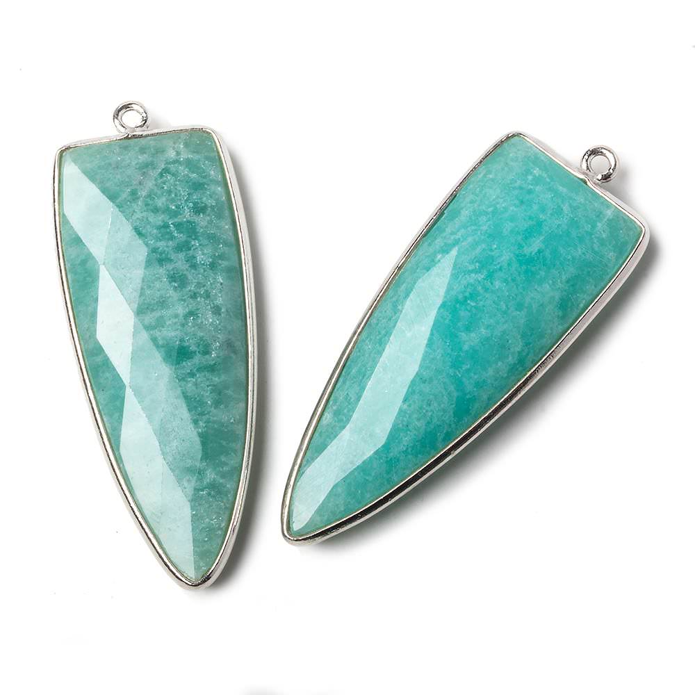 42x16mm Silver .925 Bezel Amazonite Point 1 ring Pendant 1 piece