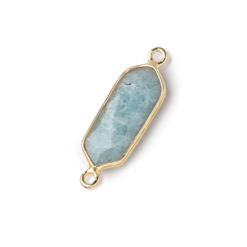19x8mm Vermeil Bezel Aquamarine Modified Marquise Connector Focal 1 piece