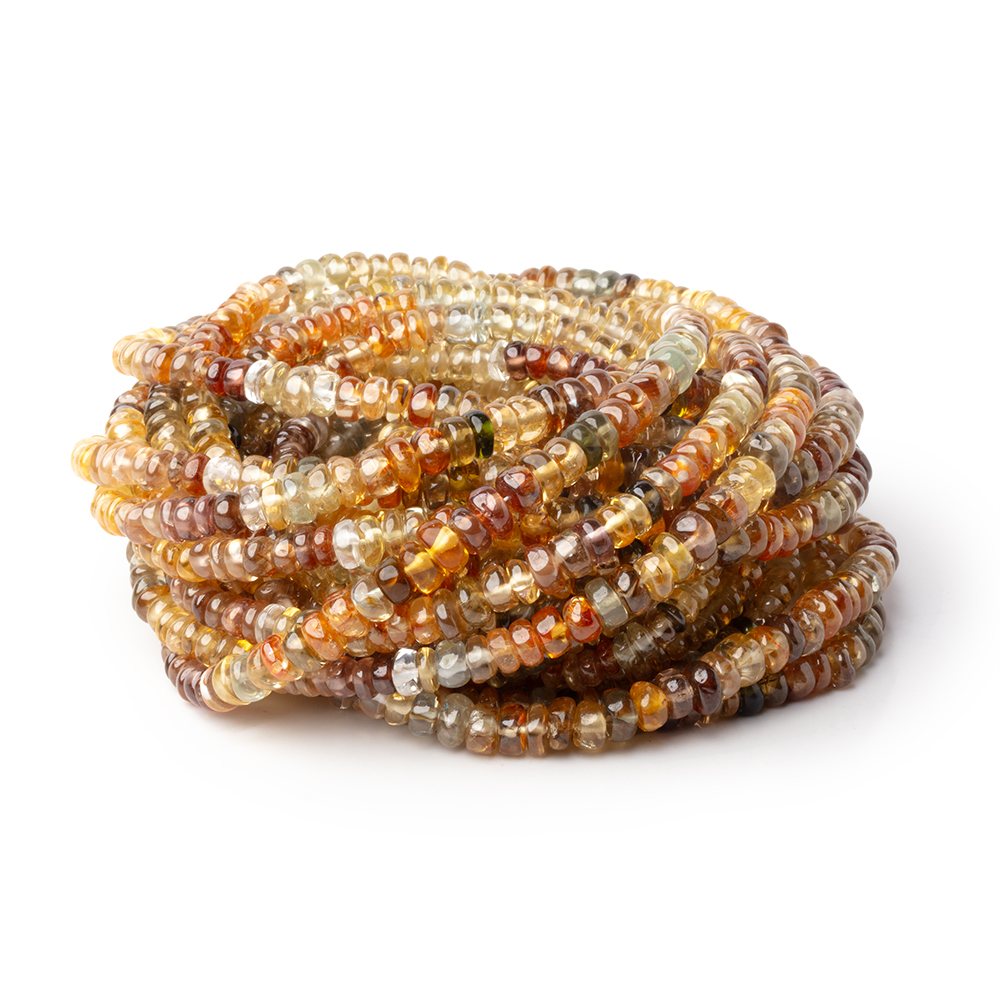 3-4mm Multi Color Golden Zircon Plain Rondelle Beads 17 inch 212 pieces AA