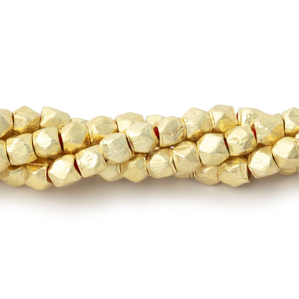 4mm Brushed Hand Cut Nugget Beads 8 inch 47 pieces