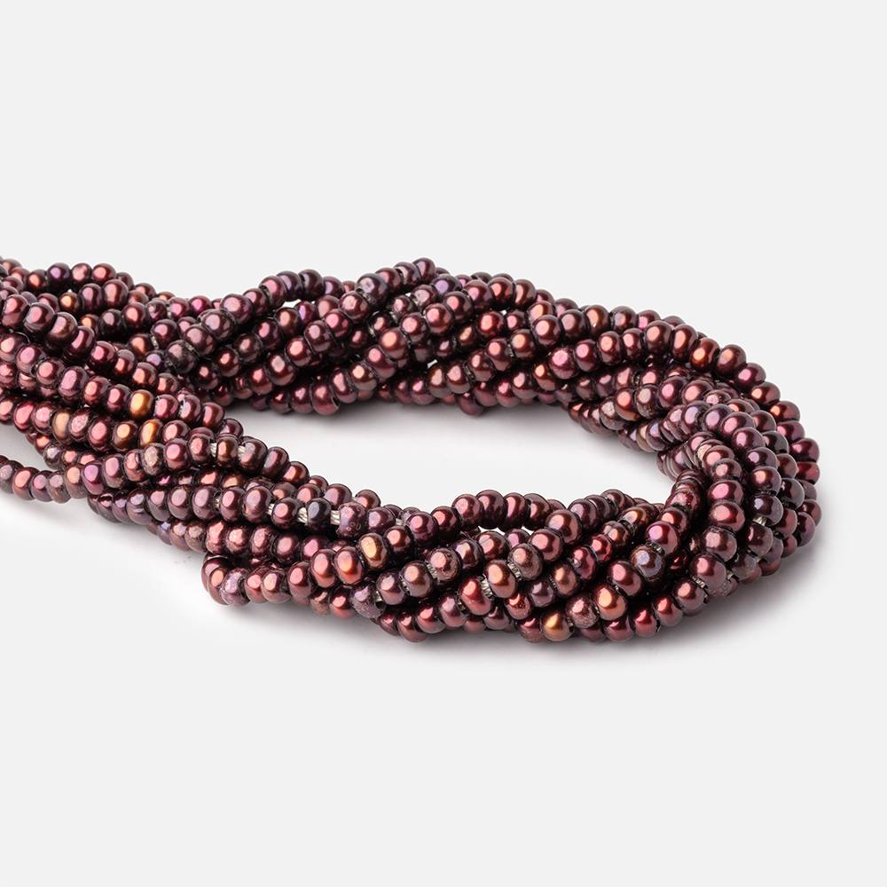 5mm Port Wine 2.5mm Large Hole Off Round Pearls 15 inch 122 Beads