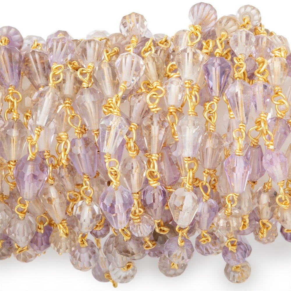 4.5-6mm Ametrine Faceted Tear Drop Beads on Vermeil Chain
