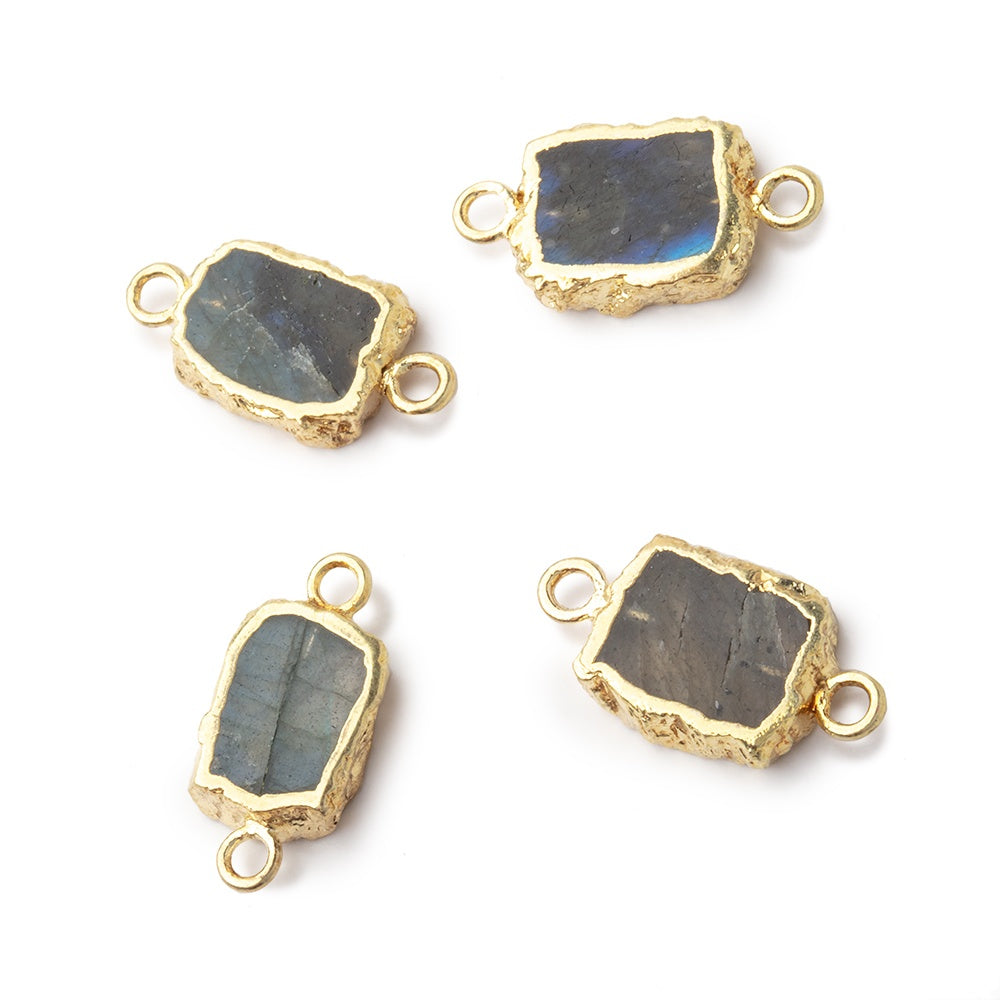 9x7mm Gold Leafed Labradorite Slice Connector 1 piece