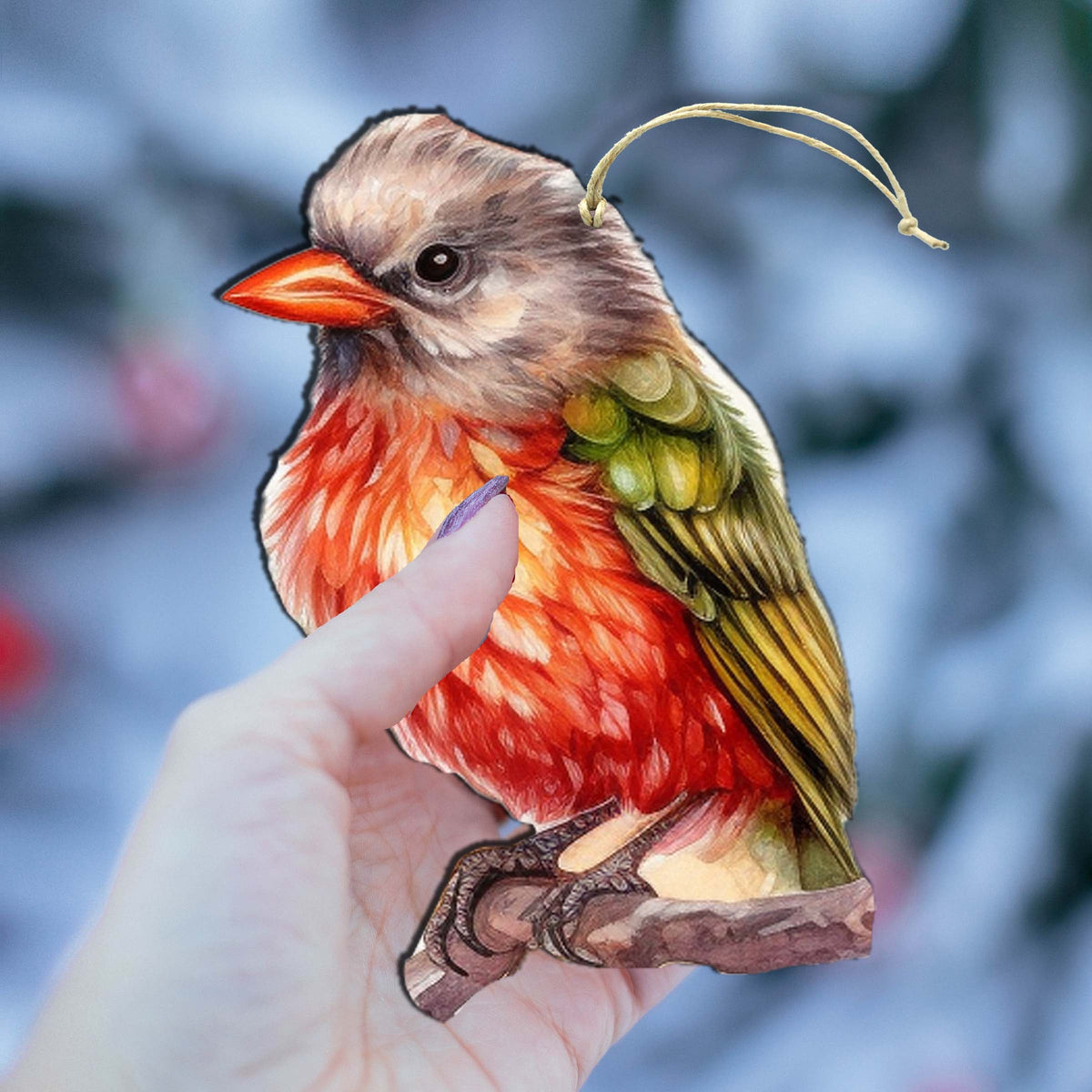Enchanted Forest Bird Wooden Ornaments by G.Debrekht - Wildlife Holiday Decor - 8710005-3