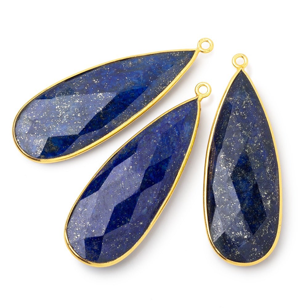 46x17mm Vermeil Bezel Lapis Lazuli Faceted Pear Pendant 1 piece