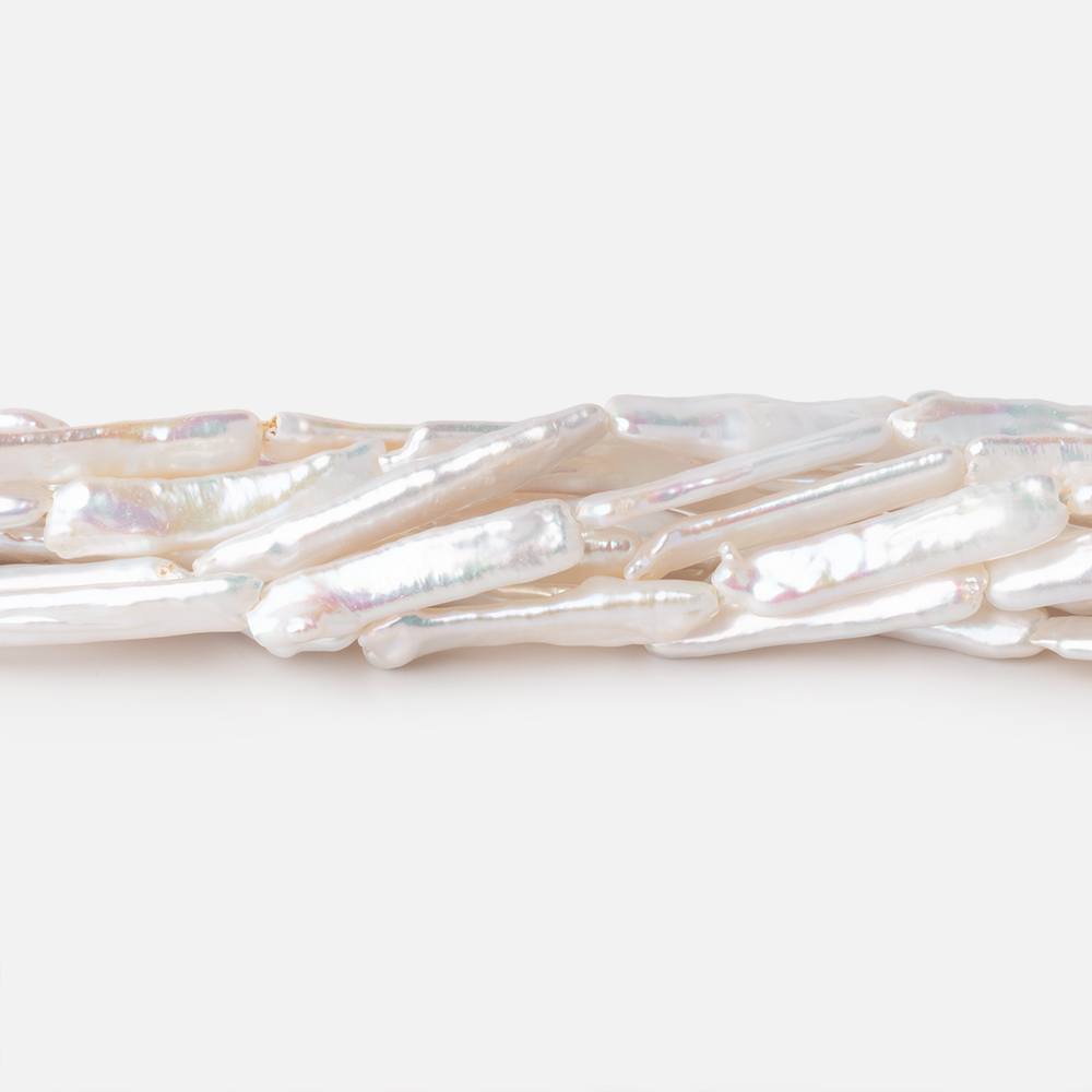 17-25mm Rosé White Rectangle Freshwater Pearls 16 inch 17 beads