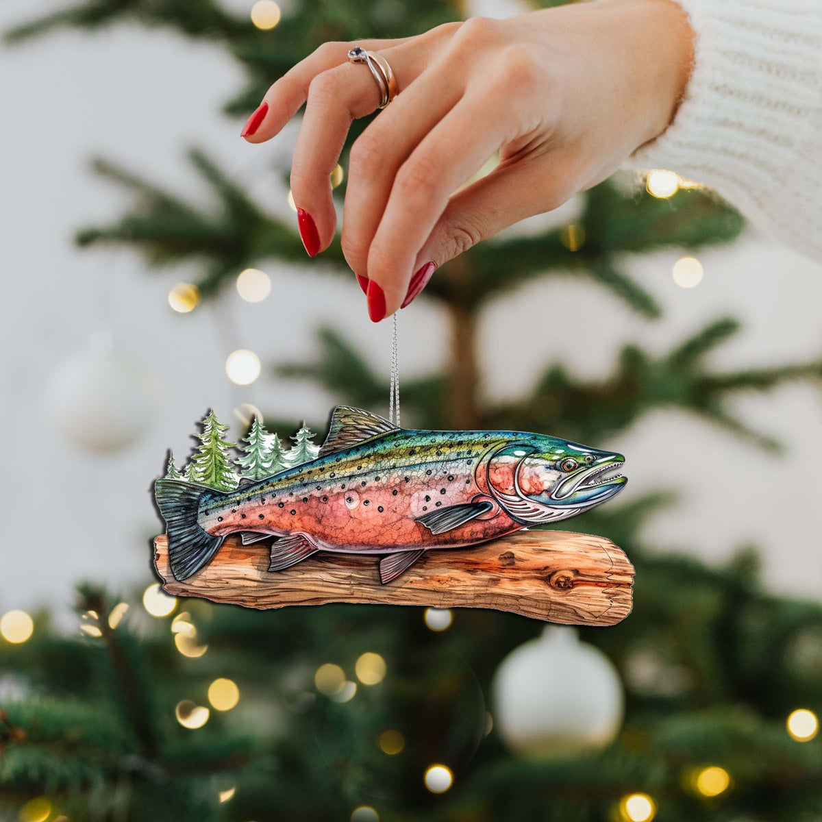 Splendid Sockeye Wooden Ornaments by G.Debrekht - Wildlife Holiday Decor - 8710109-2