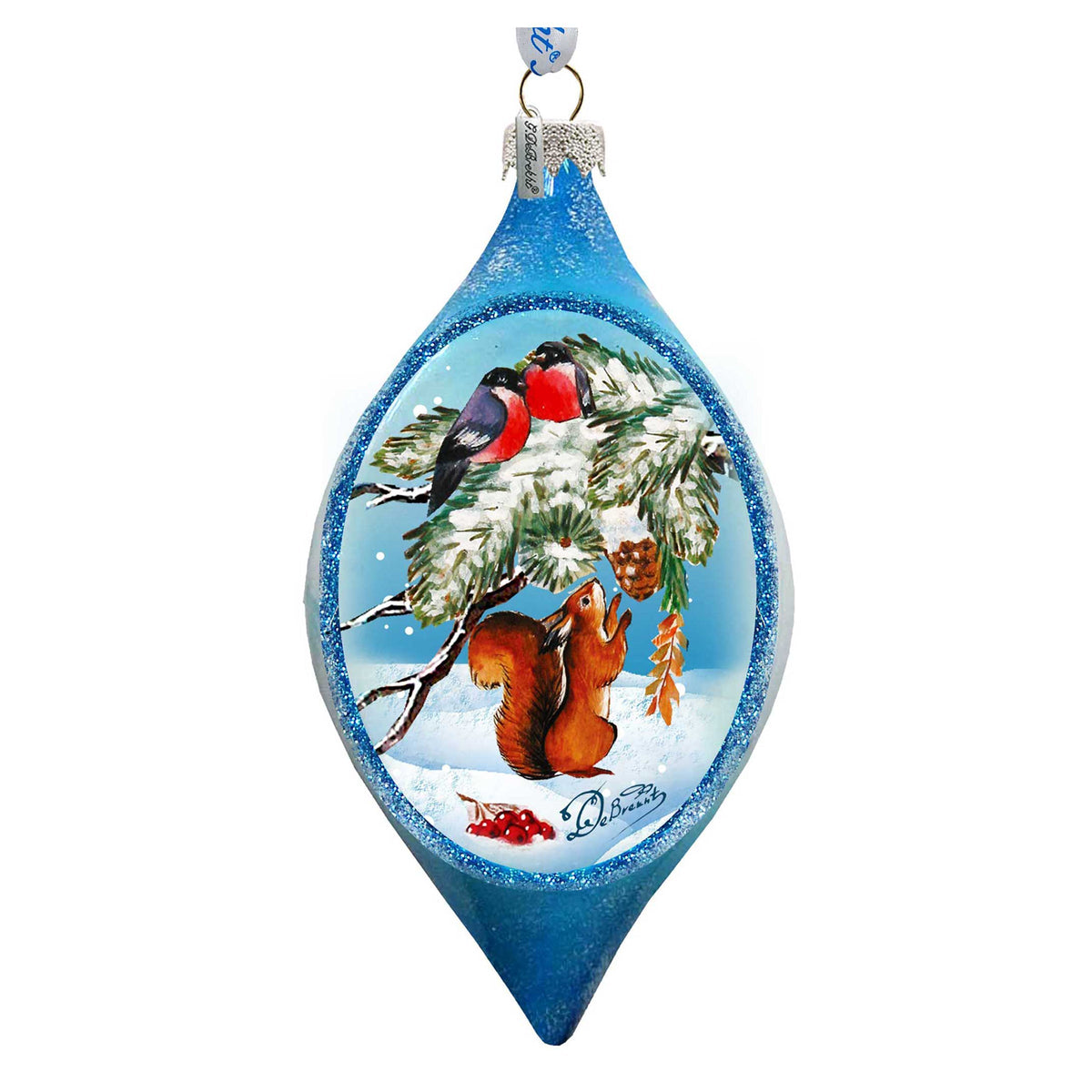 Squirrel and Birds Ball Glass Ornament by G. DeBrekht - 73451