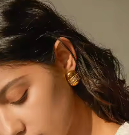 HoopLa 14K GP Pavé Stud Earrings