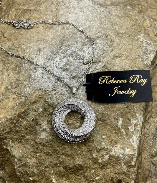 Rebecca Ray Stainless Steel Crystal Swirl Necklace